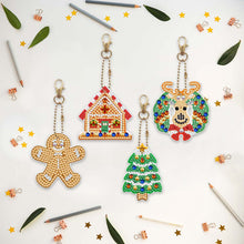 Afbeelding in Gallery-weergave laden, Diamond Painting Sleutelhanger 5D Kerstmis 4 Stuks