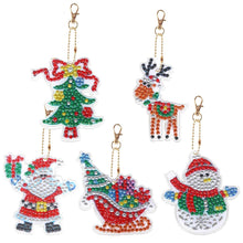 Afbeelding in Gallery-weergave laden, Diamond Painting Sleutelhangers 5D met Kerst 5 Stuks