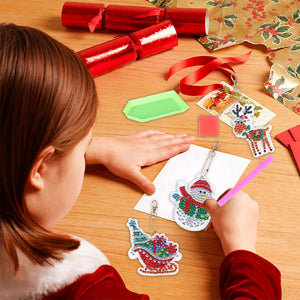 Diamond Painting Sleutelhanger 5D met Kerst 5 Stuks