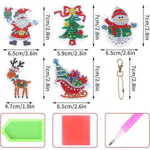 Diamond Painting Sleutelhanger 5D met Kerst 5 Stuks
