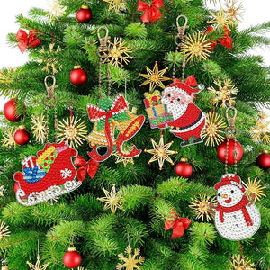 Diamond Painting Sleutelhangers 5D Kerstmis 8 Stuks
