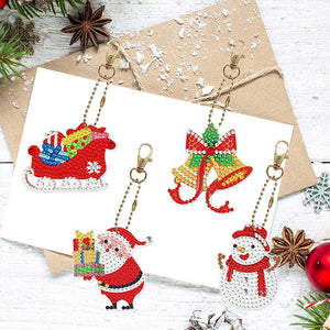 Diamond Painting Sleutelhangers 5D Kerstmis 8 Stuks