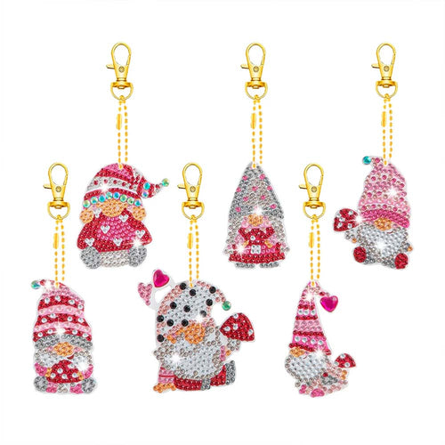 Sleutelhanger Diamond Painting 5D Kabouter met Paddenstoelen