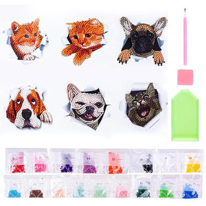 Diamond Painting Stickerset Katten en Honden Set 2