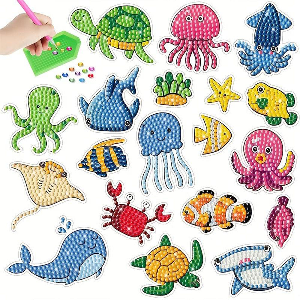 Set Diamond Painting Stickers met Zee Dieren voor Kinderen