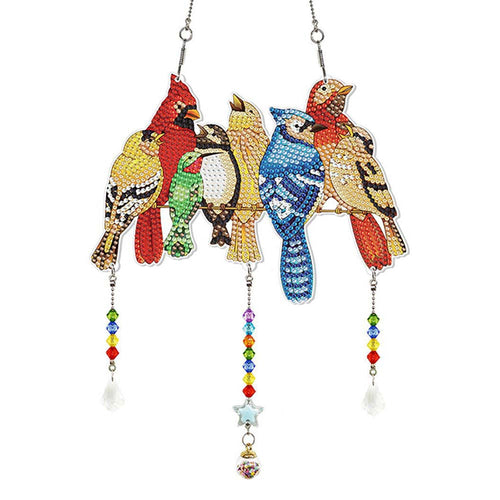 Diamond Painting Deurhanger 5D met 7 Vogels