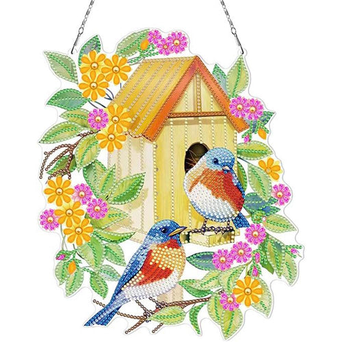 Diamond Painting Deurhanger 5D - Vogelhuisje Dubbelzijdig
