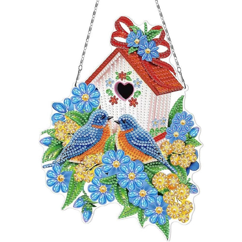 Diamond Painting Deurhanger 5D Dubbelzijdig met Vogelhuisje