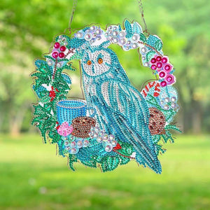 Diamond Painting Deurhanger 5D Uil met Bloemen