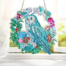 Afbeelding in Gallery-weergave laden, Diamond Painting Deurhanger 5D Uil met Bloemen