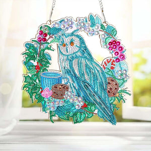 Diamond Painting Deurhanger 5D Uil met Bloemen