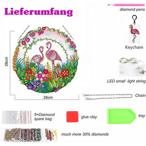 Diamond Painting Deurhanger 5D Flamingo's met LED en Hanger