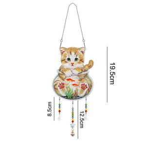 Auto Ophanging Diamond Painting Kat in een Aquarium