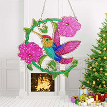Afbeelding in Gallery-weergave laden, Diamond Painting Deurhanger 5D Kolibrie met Bloemen