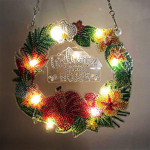 Diamond Painting Deurhanger 5D met Kroon met LED en Hanger