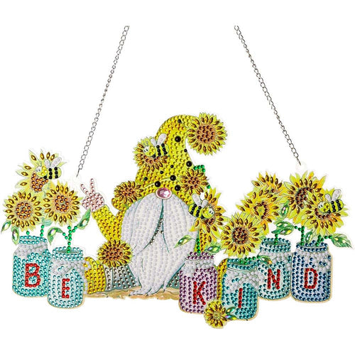 Deurhanger Diamond Painting 5D Kabouter Zonnebloem