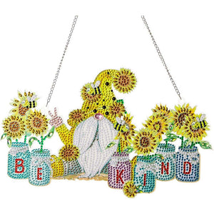 Deurhanger Diamond Painting 5D Kabouter Zonnebloem