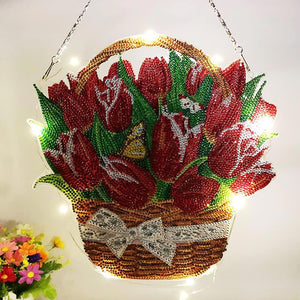 Diamond Painting Deurhanger 5D Tulpen met LED en Hanger