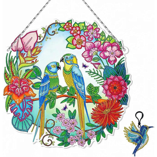 Diamond Painting Deurhanger 5D Vogels met LED en Hanger