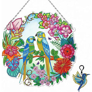 Diamond Painting Deurhanger 5D Vogels met LED en Hanger