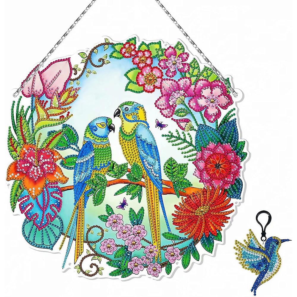 Diamond Painting Deurhanger 5D Vogels met LED en Hanger