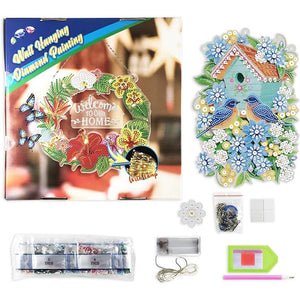 Auto Ophanging Diamond Painting Vogelhuisje met LED en Hanger