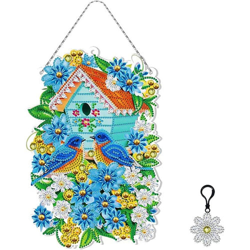 Auto Hanger Diamond Painting Vogelhuis met LED en Hanger