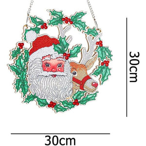 Diamond Painting Deurhanger 5D Kerstman met Rendier