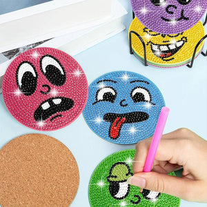 Onderzetter Diamond Painting 5D Emoji 8 Stuks