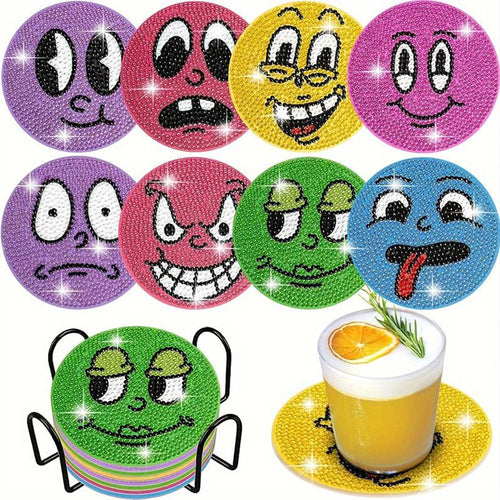 Onderzetter Diamond Painting 5D Emoji 8 Stuks
