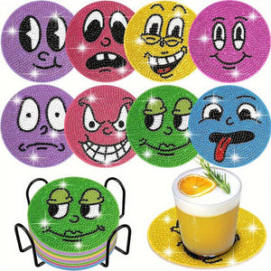 Onderzetter Diamond Painting 5D Emoji 8 Stuks