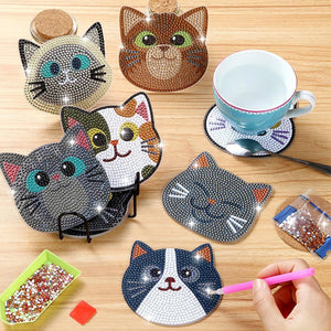 Onderzetter Diamond Painting 5D Katten Set van 10 Stuks