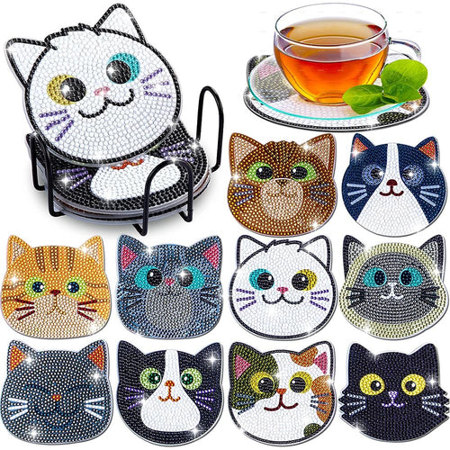 Onderzetter Diamond Painting 5D Katten Set van 10 Stuks