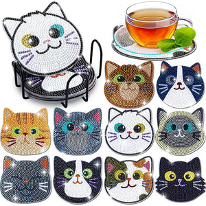 Onderzetter Diamond Painting 5D Katten Set van 10 Stuks
