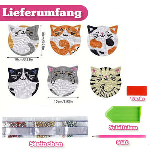Onderzetter Diamond Painting 5D met Katten