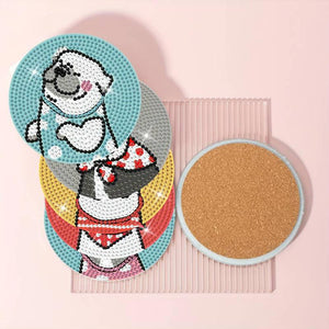 Onderzetter Diamond Painting 5D met Gelukkige Honden