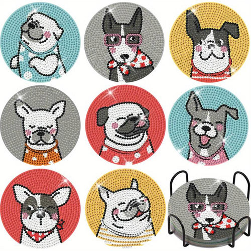 Onderzetter Diamond Painting 5D met Gelukkige Honden
