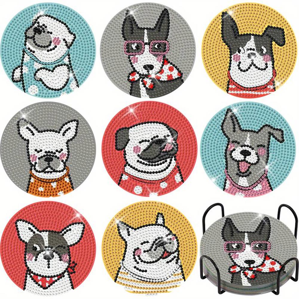 Onderzetter Diamond Painting 5D met Gelukkige Honden