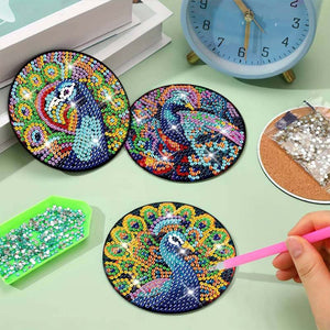 Onderzetter Diamond Painting 5D met Pauw