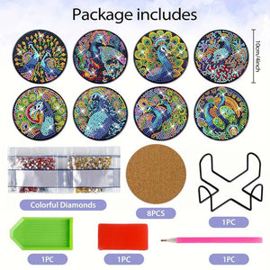 Onderzetter Diamond Painting 5D met Pauw