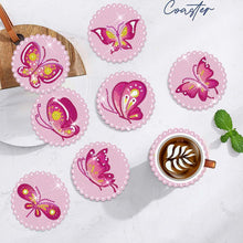 Afbeelding in Gallery-weergave laden, Onderzetter Diamond Painting 5D met Roze Vlinders