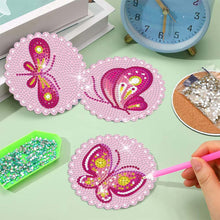 Afbeelding in Gallery-weergave laden, Onderzetter Diamond Painting 5D met Roze Vlinders