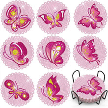 Afbeelding in Gallery-weergave laden, Onderzetter Diamond Painting 5D met Roze Vlinders