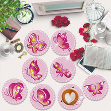 Afbeelding in Gallery-weergave laden, Onderzetter Diamond Painting 5D met Roze Vlinders