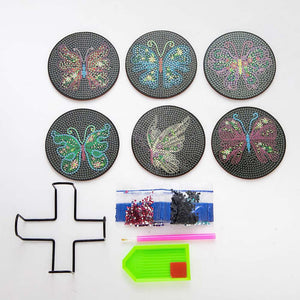 Onderzetter Diamond Painting 5D Zwarte Vlinders