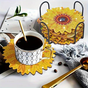 Diamond Painting Onderzetter 5D met Zonnebloemen set van 10 stuks