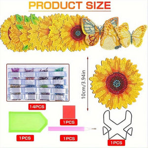 Diamond Painting Onderzetter 5D met Zonnebloemen set van 10 stuks