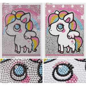 Diamond Painting 5D Kinderen met Eenhoorn met Fotolijst