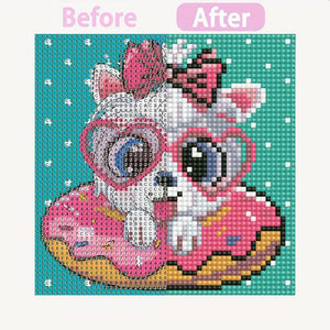 Diamond Painting 5D Hond met Bril met Fotolijst