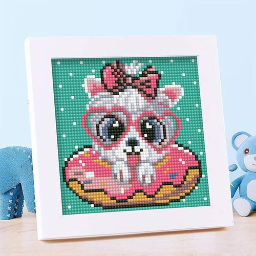 Diamond Painting 5D Hond met Bril met Fotolijst
